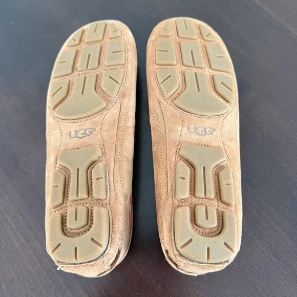 UGG Chestnut Suede Moccasin Flats with Pink Accent - Picture 6 of 8
